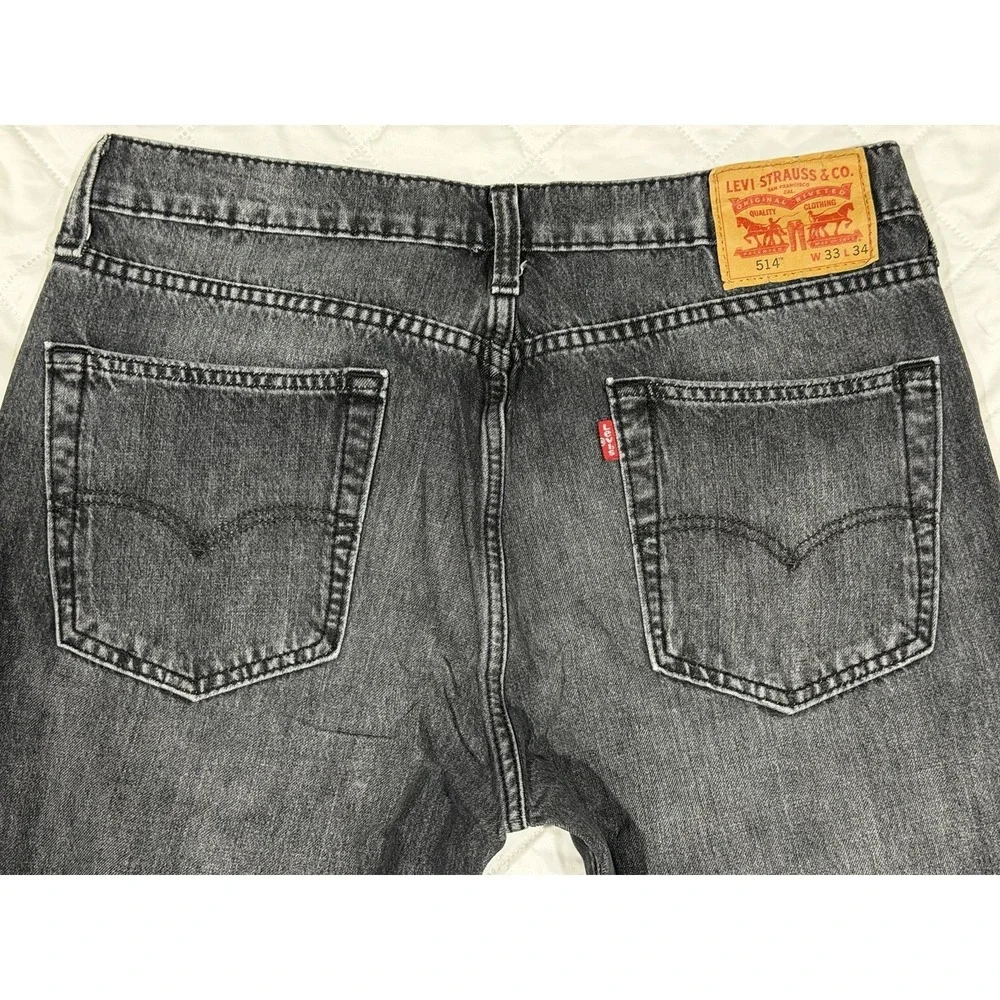 Levis 514 33X34 Actual 35X34 Grey Mens Jeans Stretch‎ Medium Wash